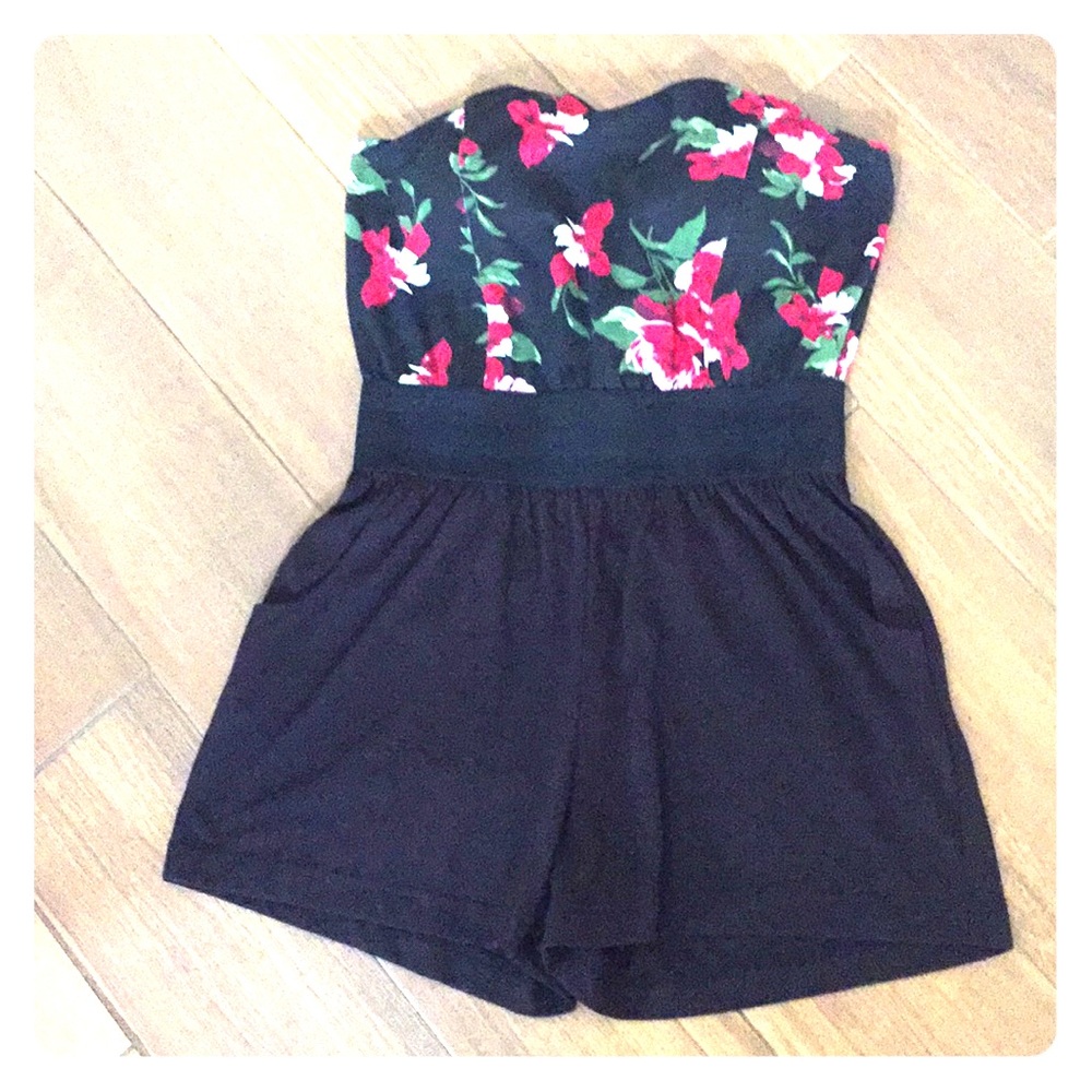 Floral Black Romper
